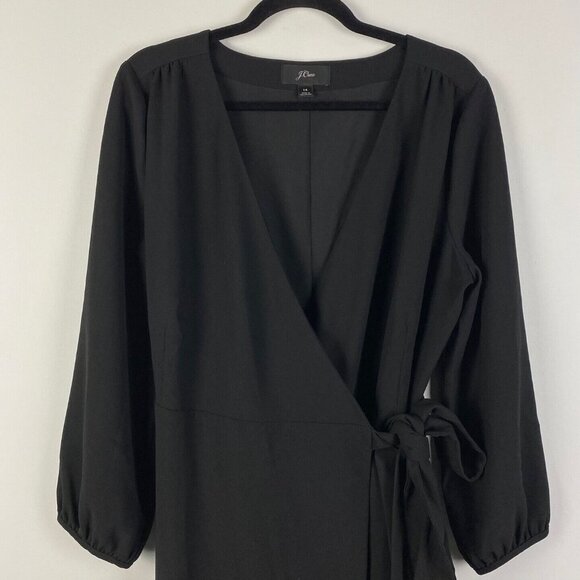 J. Crew Black Midi Wrap Dress - Picture 2 of 9